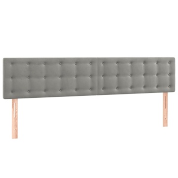 Tăblie de pat cu LED, gri deschis, 160x5x78/88 cm, catifea - Img 4