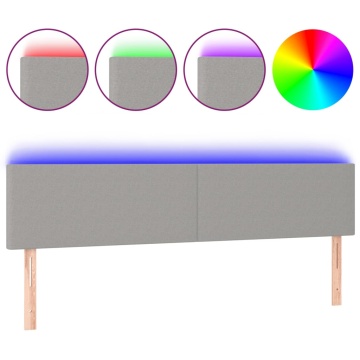 Tăblie de pat cu LED, gri deschis, 160x5x78/88 cm, textil - Img 2
