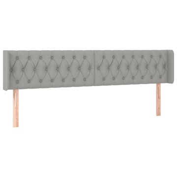 Tăblie de pat cu LED, gri deschis, 183x16x78/88 cm, textil - Img 3