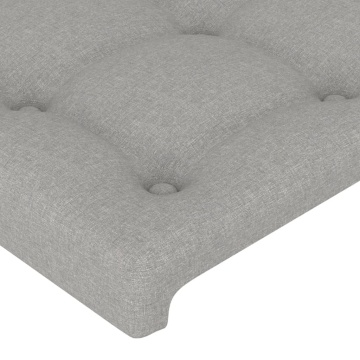Tăblie de pat cu LED, gri deschis, 203x16x78/88 cm, textil - Img 6