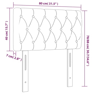 Tăblie de pat cu LED, gri deschis, 80x7x78/88 cm, catifea - Img 5