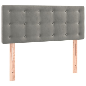 Tăblie de pat cu LED, gri deschis, 90x5x78/88 cm, catifea - Img 4