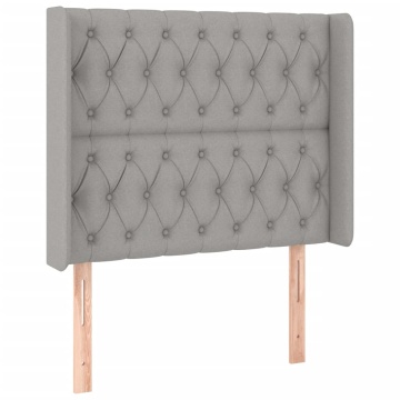 Tăblie de pat cu LED, gri deschis, 93x16x118/128 cm, textil - Img 3