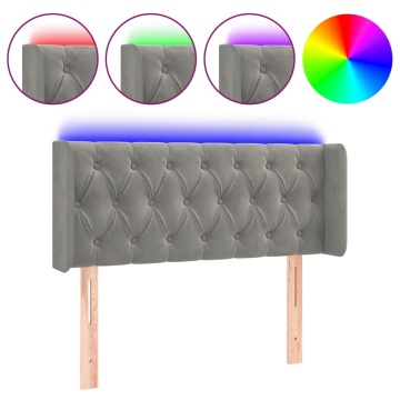 Tăblie de pat cu LED, gri deschis, 93x16x78/88 cm, catifea - Img 2