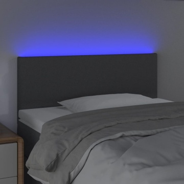 Tăblie de pat cu LED, gri închis, 100x5x78/88 cm, textil - Img 3