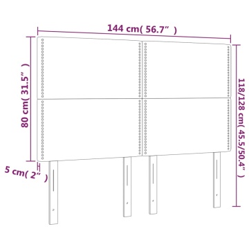 Tăblie de pat cu LED, gri închis, 144x5x118/128 cm, textil - Img 5