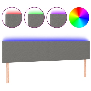 Tăblie de pat cu LED, gri închis, 160x5x78/88 cm, textil - Img 2
