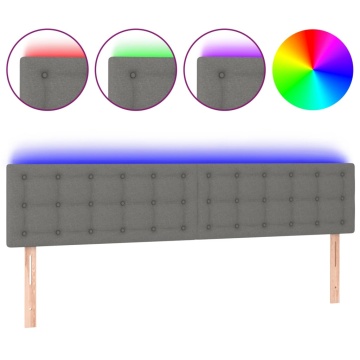 Tăblie de pat cu LED, gri închis, 160x5x78/88 cm, textil - Img 2