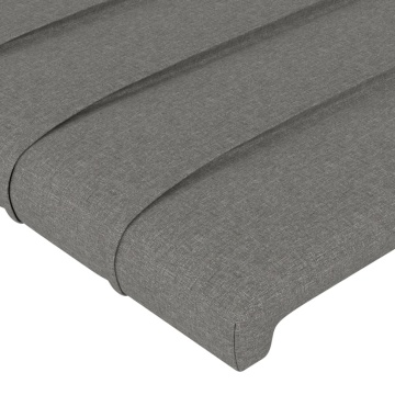 Tăblie de pat cu LED, gri închis, 180x5x118/128 cm, textil - Img 6