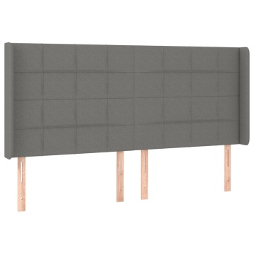 Tăblie de pat cu LED, gri închis, 203x16x118/128 cm, textil - Img 3