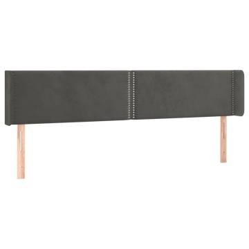 Tăblie de pat cu LED, gri închis, 203x16x78/88 cm, catifea - Img 3