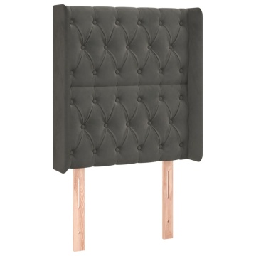 Tăblie de pat cu LED, gri închis, 83x16x118/128 cm, catifea - Img 3