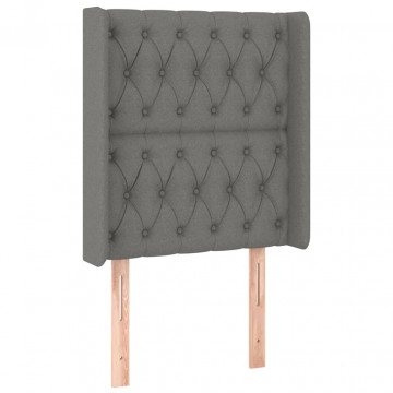 Tăblie de pat cu LED, gri închis, 83x16x118/128 cm, textil - Img 3