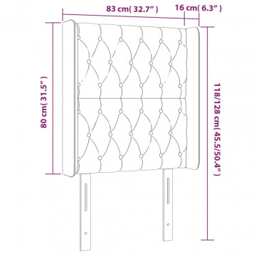 Tăblie de pat cu LED, gri închis, 83x16x118/128 cm, textil - Img 5
