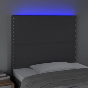 Tăblie de pat cu LED, gri închis, 90x5x118/128 cm, textil - Img 3