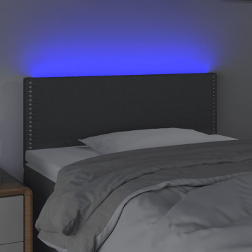 Tăblie de pat cu LED, gri închis, 90x5x78/88 cm, textil - Img 3