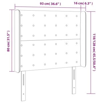 Tăblie de pat cu LED, gri închis, 93x16x118/128 cm, catifea - Img 5