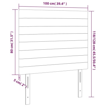 Tăblie de pat cu LED, gri taupe, 100x5x118/128 cm, textil - Img 5