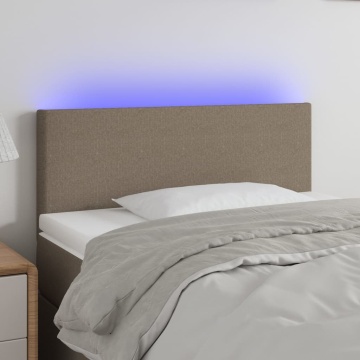 Tăblie de pat cu LED, gri taupe, 100x5x78/88 cm, textil - Img 1