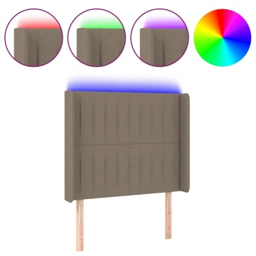 Tăblie de pat cu LED, gri taupe, 103x16x118/128 cm, textil - Img 2