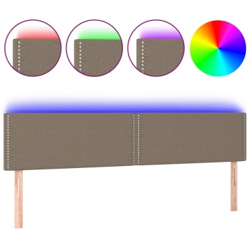 Tăblie de pat cu LED, gri taupe, 180x5x78/88 cm, textil - Img 2