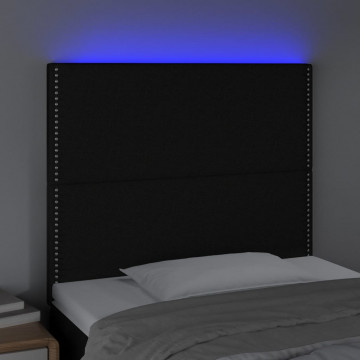 Tăblie de pat cu LED, negru, 100x5x118/128 cm, textil - Img 3