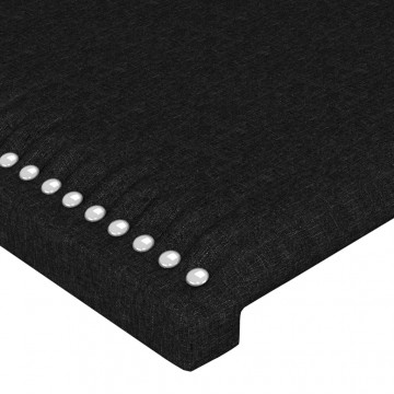 Tăblie de pat cu LED, negru, 100x5x118/128 cm, textil - Img 6
