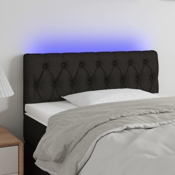 Tăblie de pat cu LED, negru, 100x7x78/88 cm, textil - Img 1