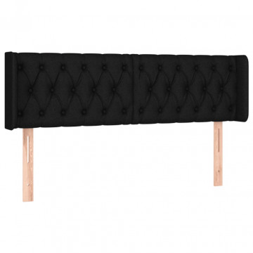 Tăblie de pat cu LED, negru, 147x16x78/88 cm, textil - Img 3