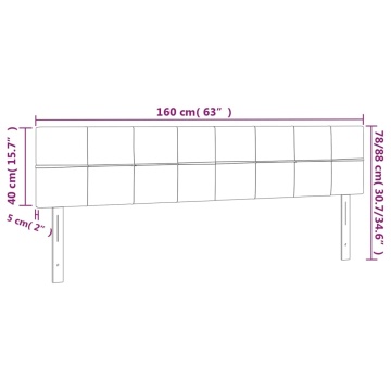 Tăblie de pat cu LED, negru, 160x5x78/88 cm, textil - Img 5
