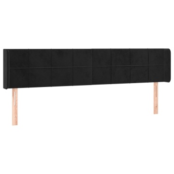 Tăblie de pat cu LED, negru, 183x16x78/88 cm, catifea - Img 3