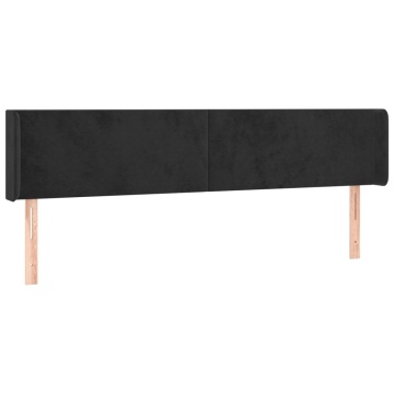Tăblie de pat cu LED, negru, 183x16x78/88 cm, catifea - Img 3