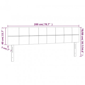 Tăblie de pat cu LED, negru, 200x5x78/88 cm, textil - Img 5