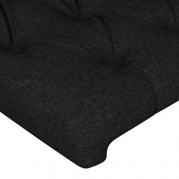Tăblie de pat cu LED, negru, 203x16x118/128 cm, textil - Img 6