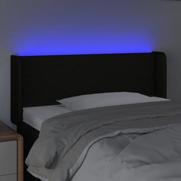 Tăblie de pat cu LED, negru, 83x16x78/88 cm, textil - Img 4