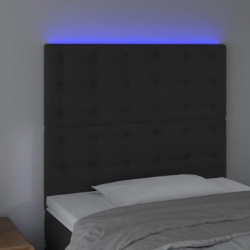 Tăblie de pat cu LED, negru, 90x5x118/128 cm, catifea - Img 3