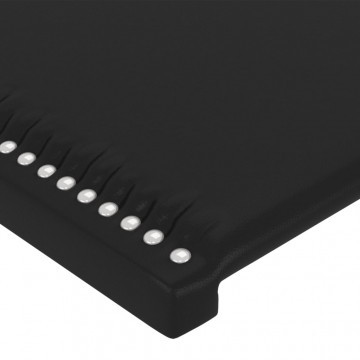 Tăblie de pat cu LED, negru, 93x16x118/128 cm, piele ecologică - Img 6