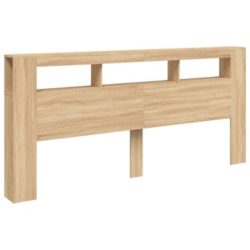 Tăblie de pat cu LED, stejar sonoma, 220x18,5x103,5 cm, lemn - Img 3