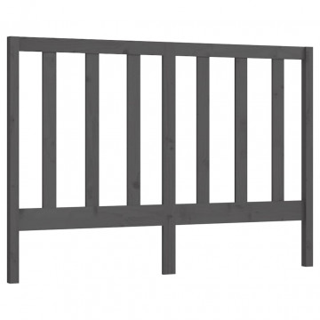 Tăblie de pat, gri, 146x4x100 cm, lemn masiv de pin - Img 2