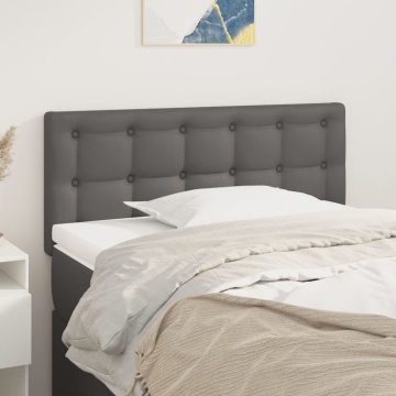 Tăblie de pat, gri, 90x5x78/88 cm, piele ecologică - Img 1
