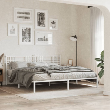 Tăblie de pat metalică, alb, 180 cm - Img 3