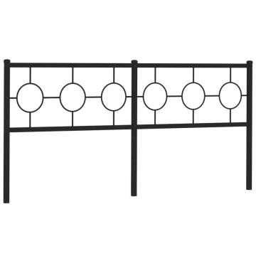 Tăblie de pat metalică, negru, 180 cm - Img 4