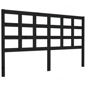 Tăblie de pat, negru, 165,5x4x100 cm, lemn masiv de pin - Img 2