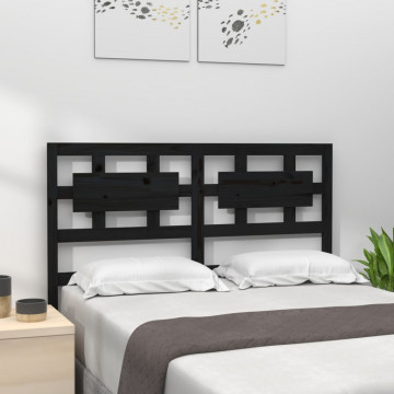Tăblie de pat, negru, 205,5x4x100 cm, lemn masiv de pin - Img 1