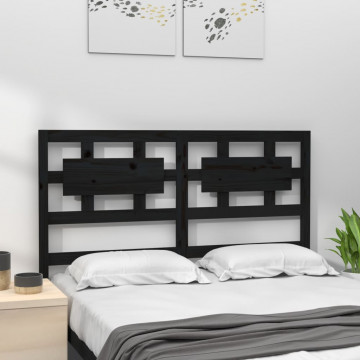 Tăblie de pat, negru, 205,5x4x100 cm, lemn masiv de pin - Img 3