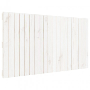 Tăblie de pat pentru perete, alb, 127,5x3x60 cm, lemn masiv pin - Img 2