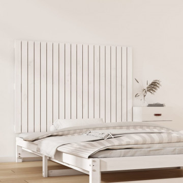 Tăblie de pat pentru perete, alb, 127,5x3x90 cm, lemn masiv pin - Img 3