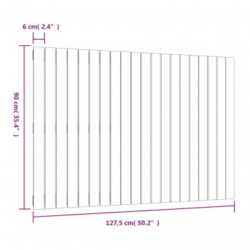 Tăblie de pat pentru perete, alb, 127,5x3x90 cm, lemn masiv pin - Img 7