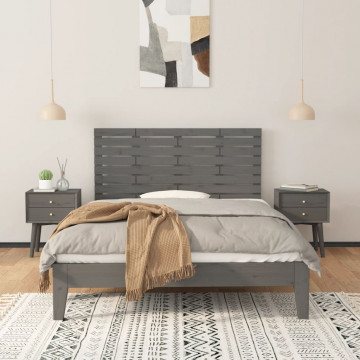 Tăblie de pat pentru perete, gri, 146x3x63 cm, lemn masiv pin - Img 3