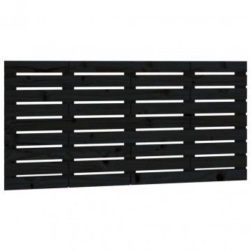 Tăblie de pat pentru perete, negru, 126x3x63 cm, lemn masiv pin - Img 2